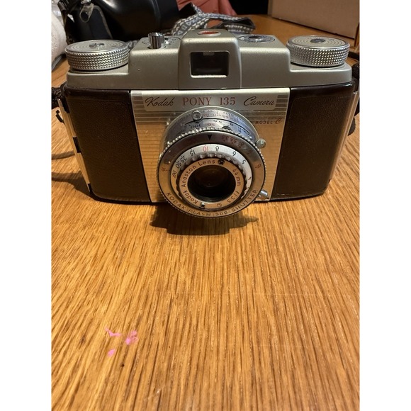 Kodak Pony 135 Model C 35mm Film Camera Made USA Rochester w/ Leather Case